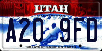 UT license plate A209FD