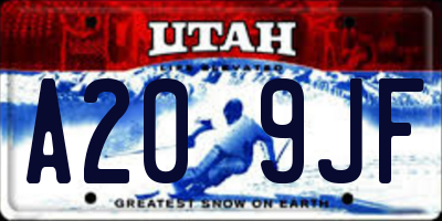 UT license plate A209JF