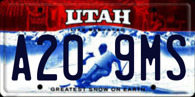 UT license plate A209MS