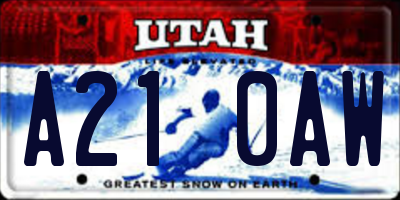 UT license plate A210AW