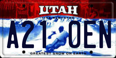 UT license plate A210EN
