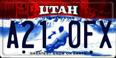 UT license plate A210FX