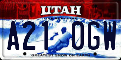 UT license plate A210GW