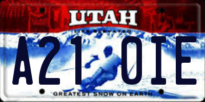 UT license plate A210IE