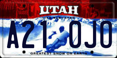 UT license plate A210JO