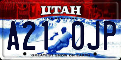 UT license plate A210JP