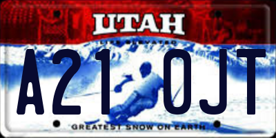 UT license plate A210JT