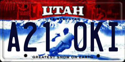 UT license plate A210KI