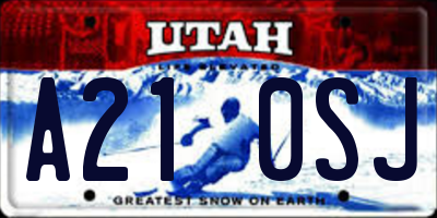 UT license plate A210SJ