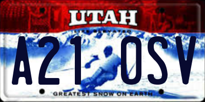 UT license plate A210SV