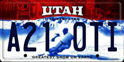 UT license plate A210TI