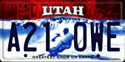 UT license plate A210WE