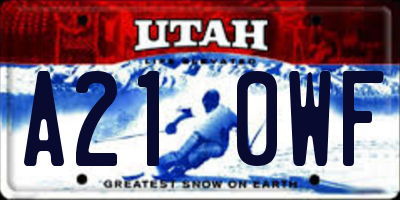 UT license plate A210WF