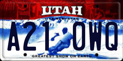 UT license plate A210WQ