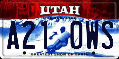 UT license plate A210WS