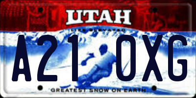 UT license plate A210XG