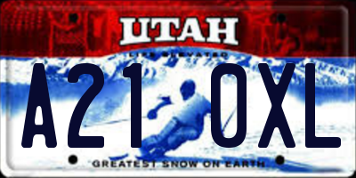 UT license plate A210XL
