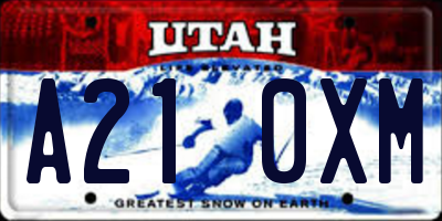 UT license plate A210XM