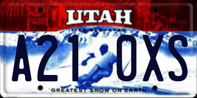 UT license plate A210XS