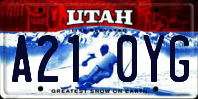 UT license plate A210YG