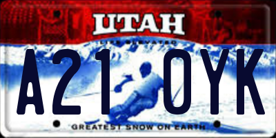 UT license plate A210YK