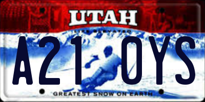 UT license plate A210YS