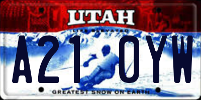 UT license plate A210YW