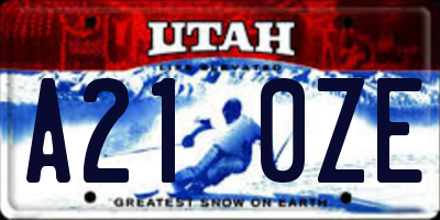 UT license plate A210ZE