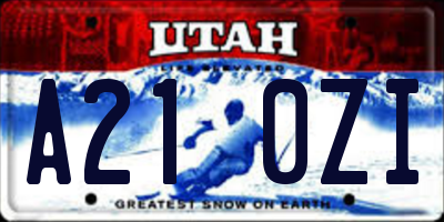 UT license plate A210ZI