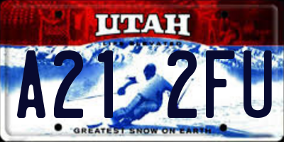 UT license plate A212FU
