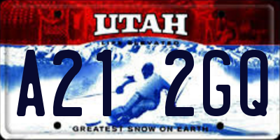 UT license plate A212GQ