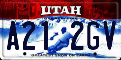 UT license plate A212GV