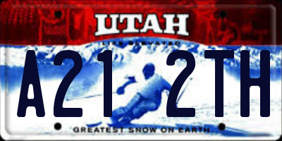 UT license plate A212TH