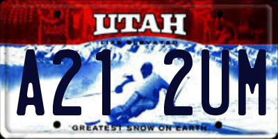 UT license plate A212UM