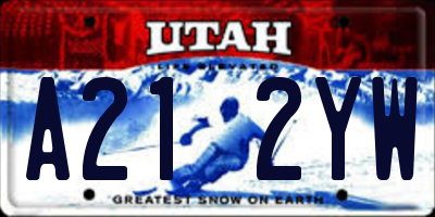 UT license plate A212YW