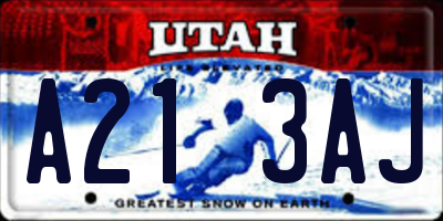 UT license plate A213AJ
