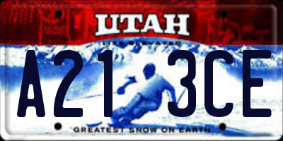 UT license plate A213CE