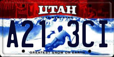 UT license plate A213CI