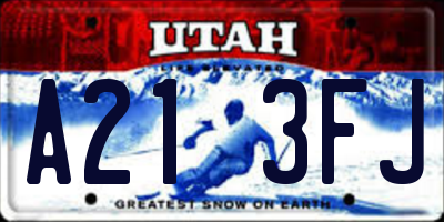 UT license plate A213FJ