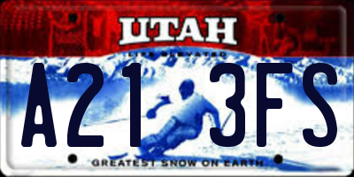 UT license plate A213FS