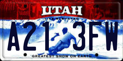 UT license plate A213FW