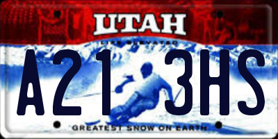 UT license plate A213HS