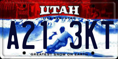 UT license plate A213KT
