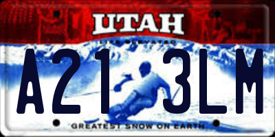 UT license plate A213LM