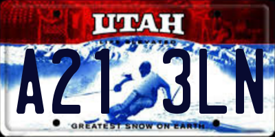 UT license plate A213LN