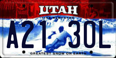 UT license plate A213OL