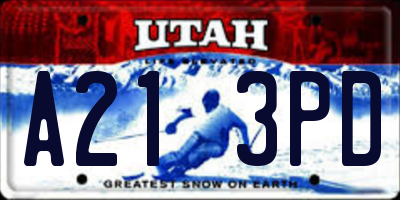 UT license plate A213PD