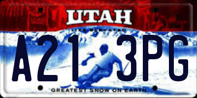 UT license plate A213PG
