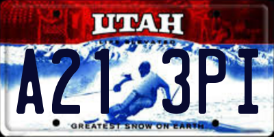 UT license plate A213PI