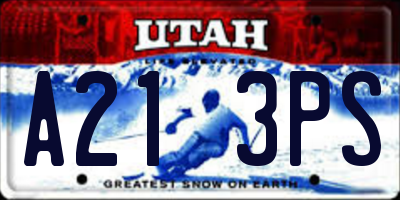 UT license plate A213PS